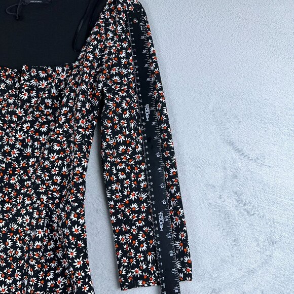 Bershka Womens Playsuit Romper Floral Print Notch Front Square Neck Multicolor M - Picture 10 of 14